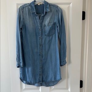 Blue Denim Button-Up Shirt Dress